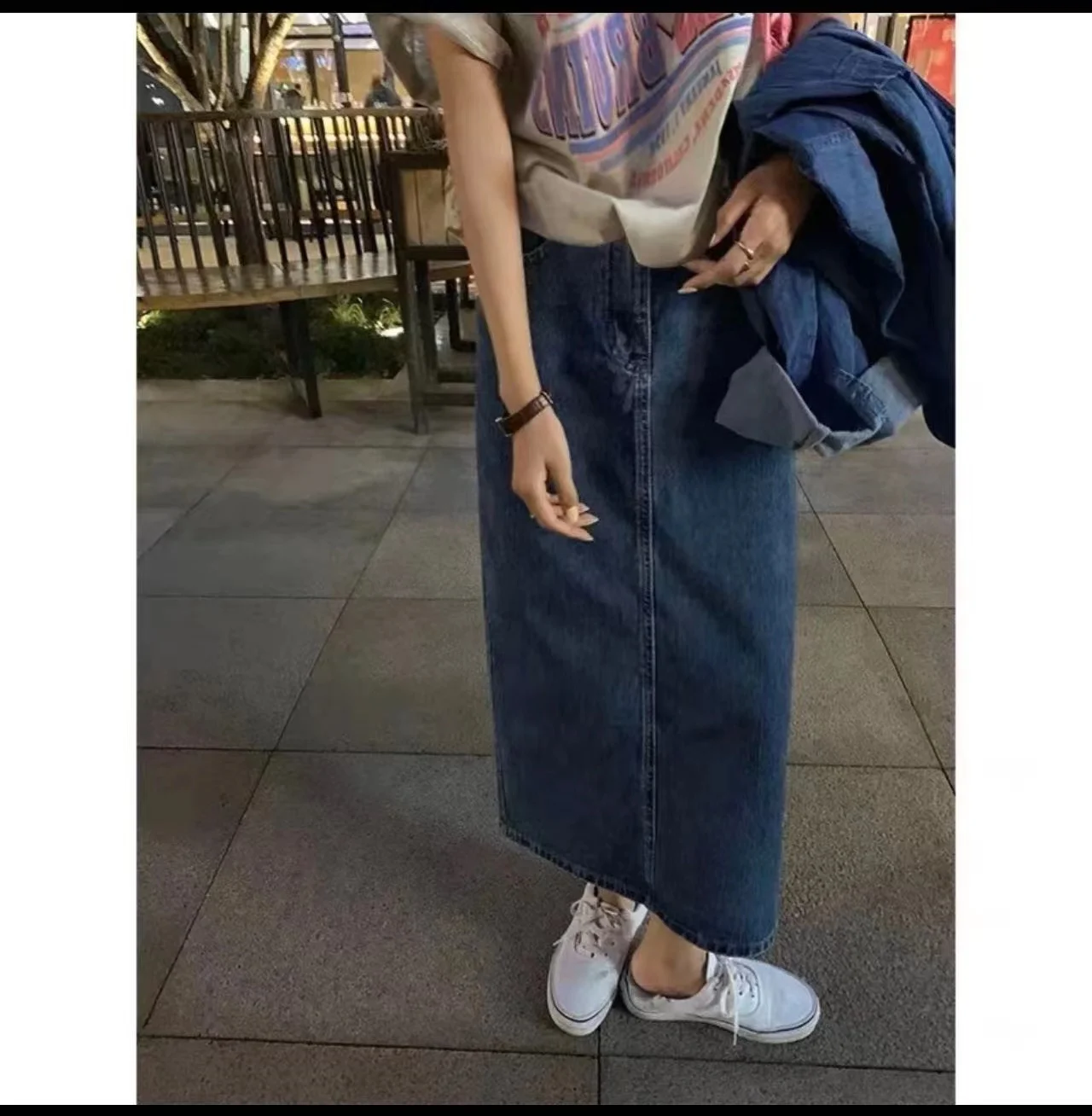 E73190# Maternity Skirt Skirts Korean Style Stretch Split Denim Outerwear Summer Slim Straight Mid-Long Pregnancy Skirt