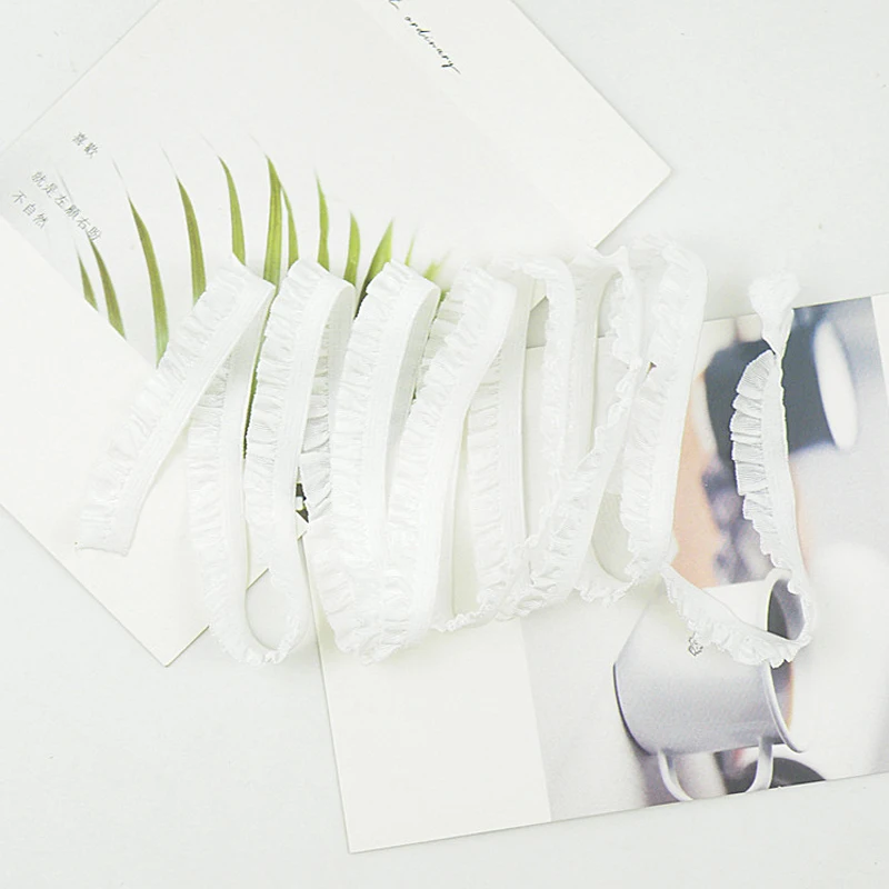 Description Picture 6 of item5yards 10mm Lace Elastic Ribbon Nylon Ruffled Pleated Elastic Band For Bra Waist Band Garment Lace Trim DIY Sewing Accessories