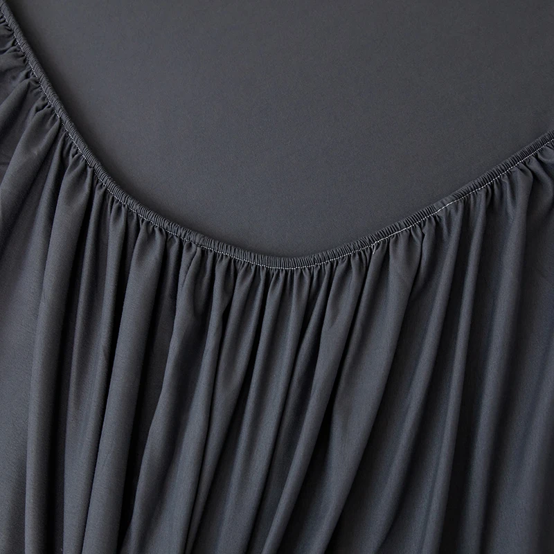 100% Cotton Fitted Bed Sheet Solid Color Mattress Cover with Elastic Band Non-Slip Adjustable Bedsheet for Double Queen King Bed 6
