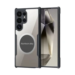Enhanced Magnetic Car Holder Grip with Airbag Protection - Metal Finish and Dual Layer PC + TPU - S21 FE (Black A)