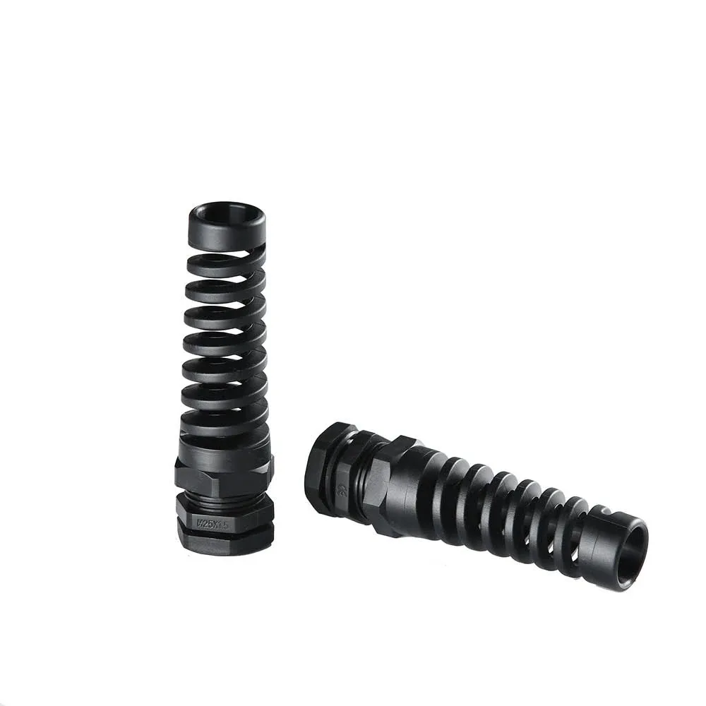 Soft Thread Cable Gland Connector Flexible Spiral Strain Relief Protector For Mechanical Control Boxes Nylon Anti-bending Joint