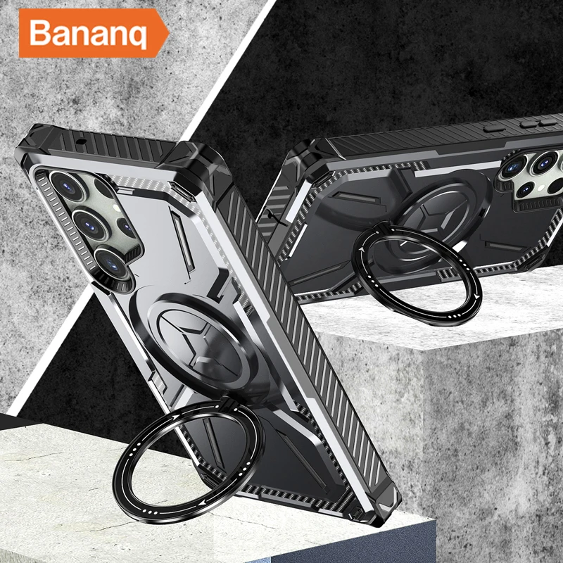 Bananq Magnetische drehbare Standhülle für Samsung S24 S23 S22 S21 Ultra Plus für Magsafe Wireless Charge, stoßfeste Abdeckung_voghion.com