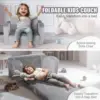 Kids Couch, Toddler Chairs Comfy, 2-in-1 Toddler Couch Sofa Bed Fold Out, Convertible Sofa to Lounger,Grey 5
