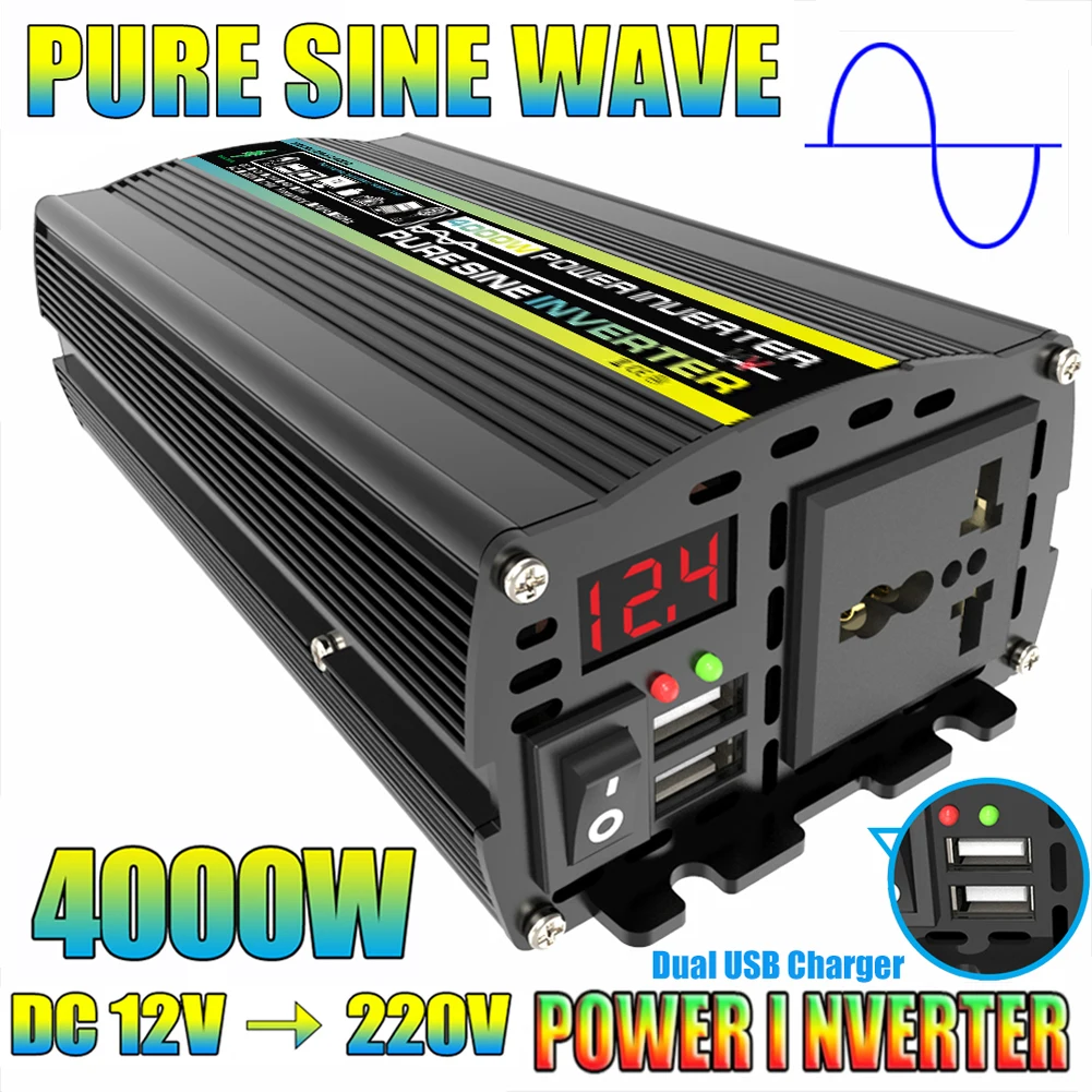 純粋な正弦波インバーター3000/4000/6000 W,LEDディスプレイ,カー 