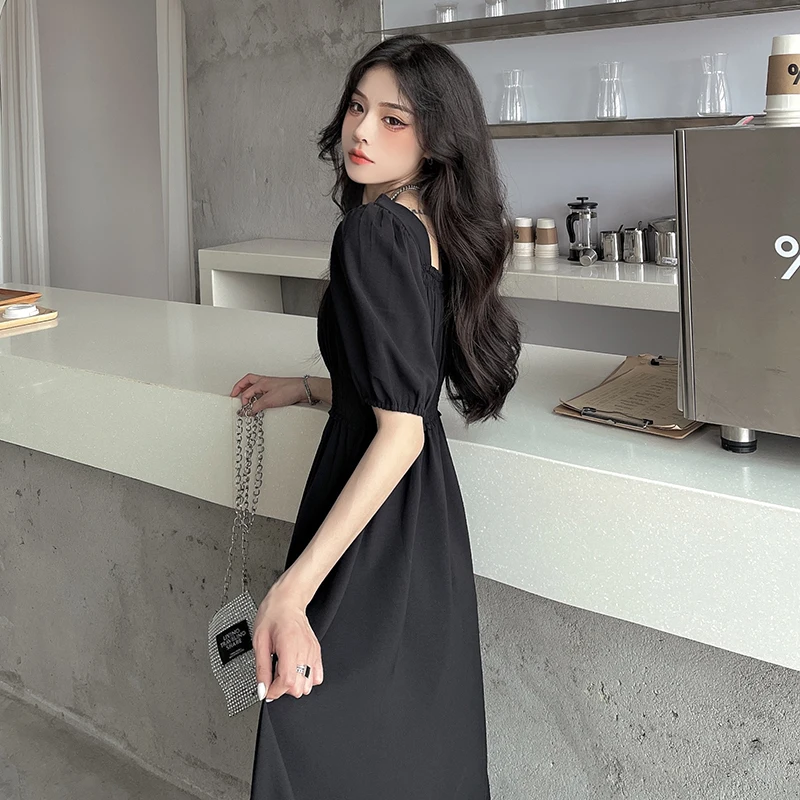 Black Folds Retro Long Maxi Dress