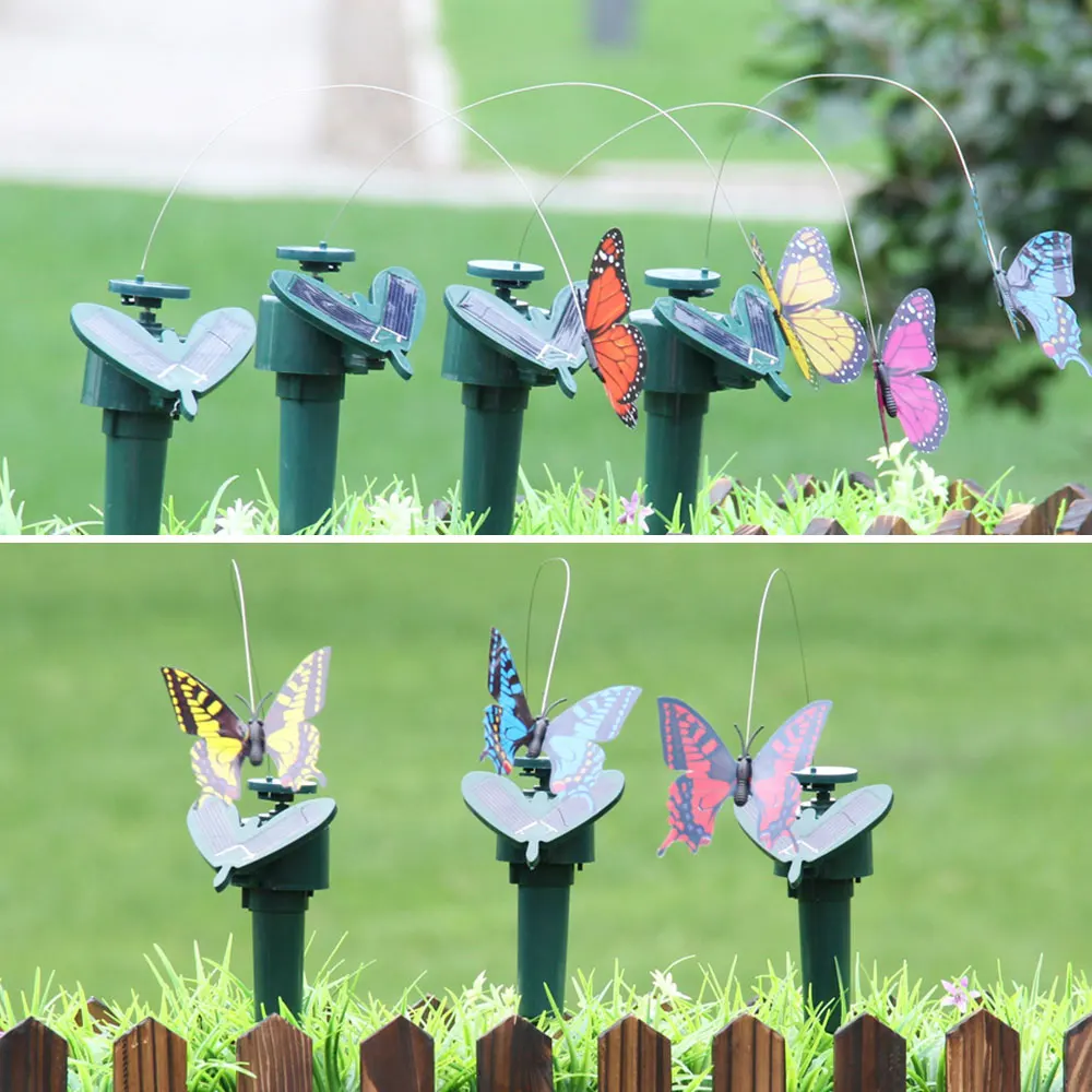

Solar Powered Flying Fluttering Fake Butterfly Yard Flying Humming Bird Garden Stake Ornament Decor