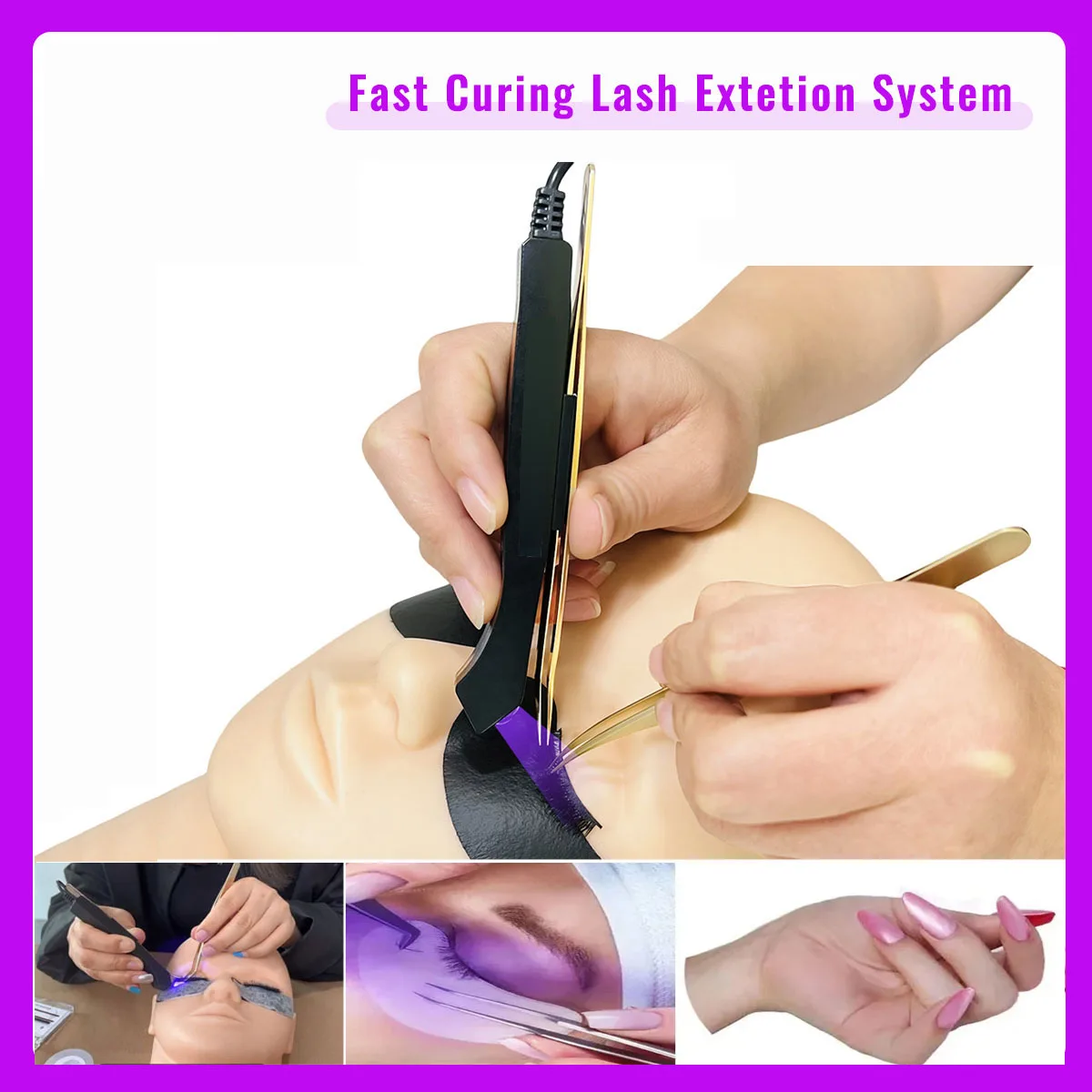 Nail Art Decor Beautiful Eyelash Tweezers Grafting Tweezer Scrapbook Sticker DIY Stainless Clip Ultraviolet UV Glue Curing Lamp