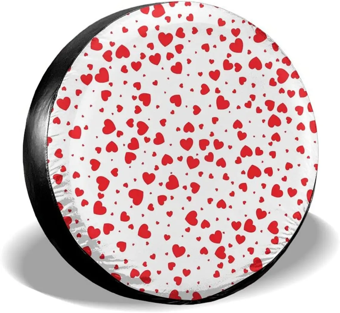 

Delumie Red Small Hearts Cool Spare tire Covers Wheel Protectors Weatherproof Universal for Trailer Rv SUV Truck Camper Travel T