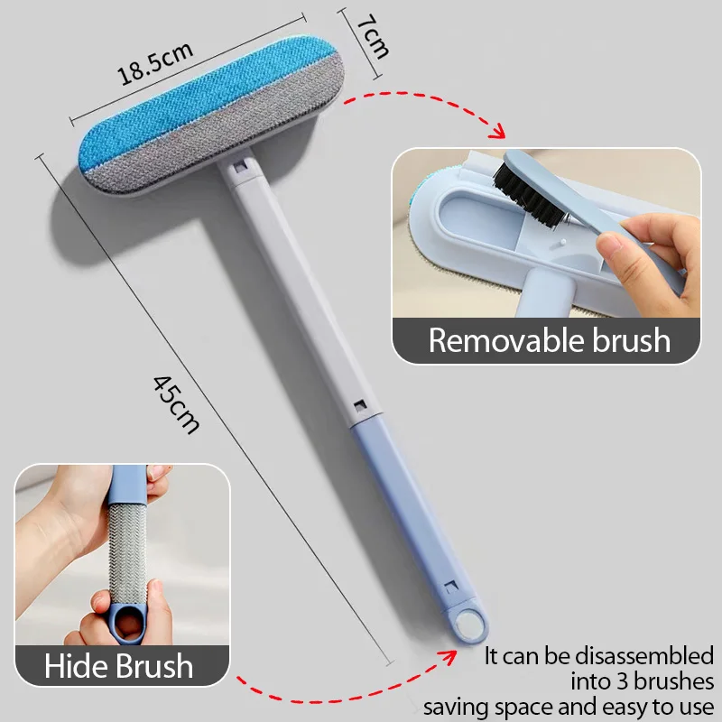3-in-1 Reusable Pet Hair Remover Brush,Long Handle