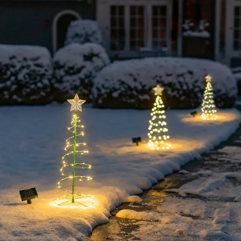 

Solar Christmas Tree Light Outdoor Garden Stand Garden LED Ground Lamp String Saterproof IP65 Star Lantern Decorative Light