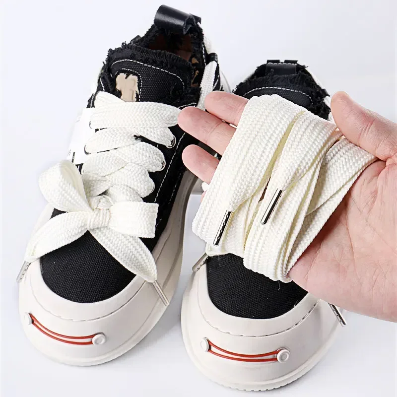 Shoelaces 2CM Width Classic Flat for Sneakers Length 130CM PVC/Metal Head Shoes Accessories