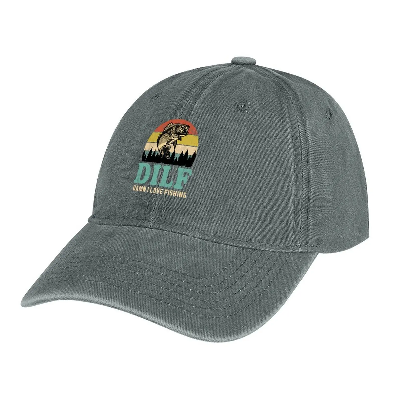 

DILF - Damn I Love Fishing Cowboy Hat Golf Hat Man Military Cap Man Women's Hats For The Sun Men's