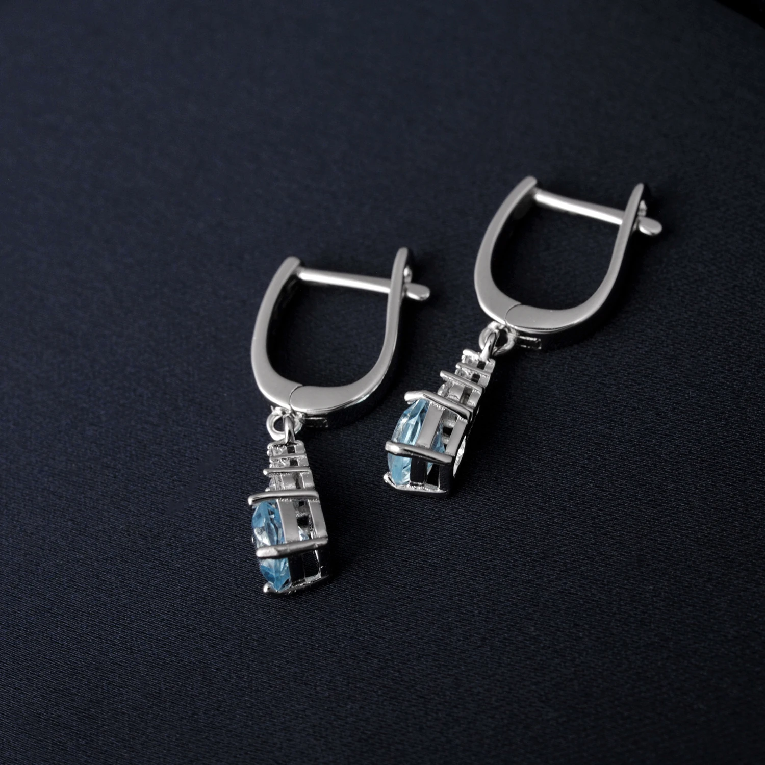 Orecchini Pendenti Con Topazio Blu Naturale Taglio Cuscino - Argento Sterling 925 - Gioielli Eleganti, Idea Regalo
