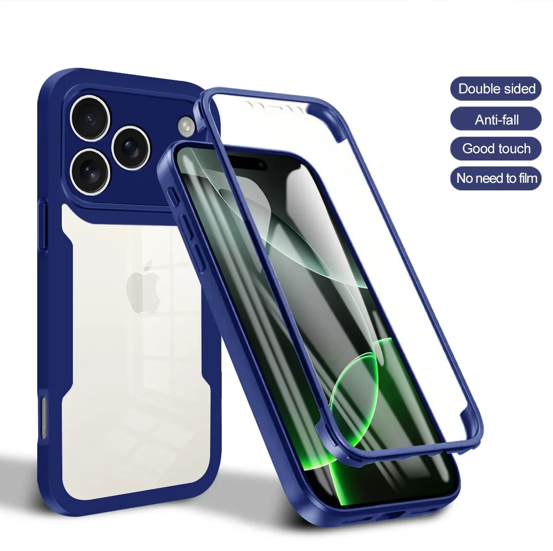 Custodia Trasparente a Protezione Completa 360 per iPhone 17 16 15 Pro Max 14 12 13 11 Pro Max con Bumper Morbido per Schermo Frontale - immagine 6