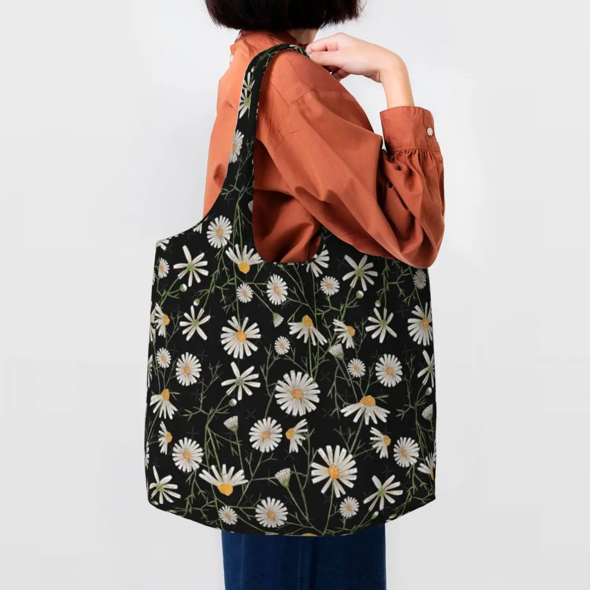 

Kawaii Daisies Shopper Bag Chamomile Summer Nature Flower Streetwear Handbags Women Designer Shoulder Bag Novelty Tote Bag