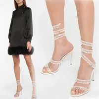 Sandales à talons hauts pour femmes, avec franges en strass, Design élégant, talons aiguilles, chaussures de soirée tendance 2