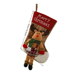 Large 18.5 - Inch 3D Christmas Stocking with Santa, Snowman, and Reindeer Design - Festive Holiday Gift Bag and Party Decoration - 27x47cm (01 Reindeer)
