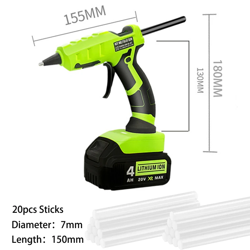 Cordless Hot Glue Gun for Dewalt 18V 20V MAX Battery use 11mm Glue