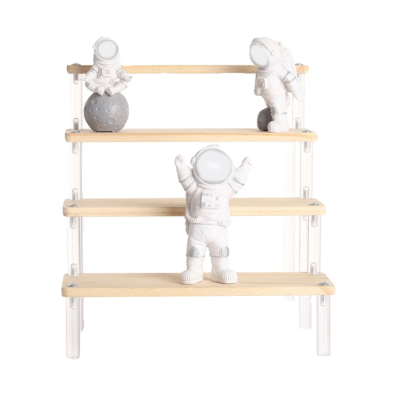 Wood Acrylic Shelf Display Stand Hand-made Figure Doll Décor Animation Car Model Perfume Blind Box Shelves Organizers Storage 6