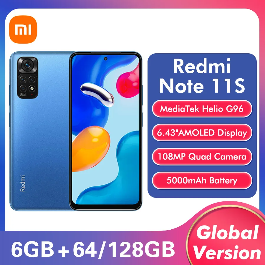 Смартфон Xiaomi Redmi Note 11S 6 + 64/128 ГБ AMOLED дисплей 90 Гц 33 Вт 5000 мАч |