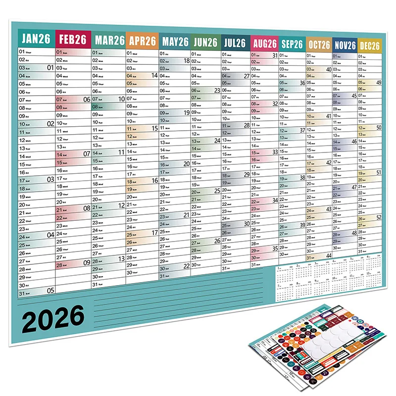 Deluxe 2026 Wall Calendar & Daily Planner – Year-Round Scheduling & Organization Tool