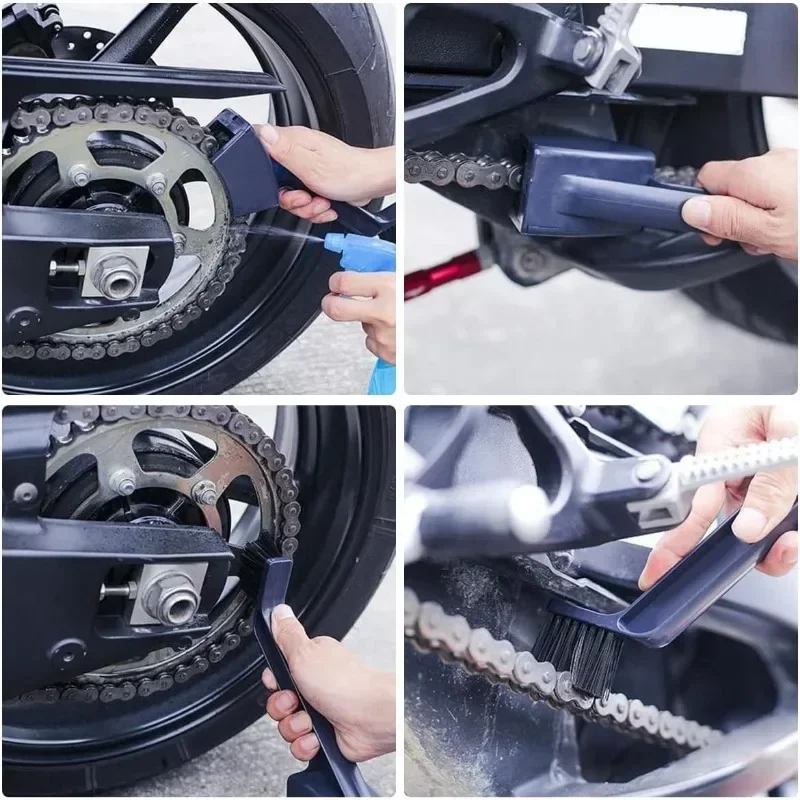 Bicycle Motorcycle Chain Cleaner Brush Car Wheels Cleaning Brush Dual Heads Cycling Cleaning Tool Chain Cleaner Scrubber Tool