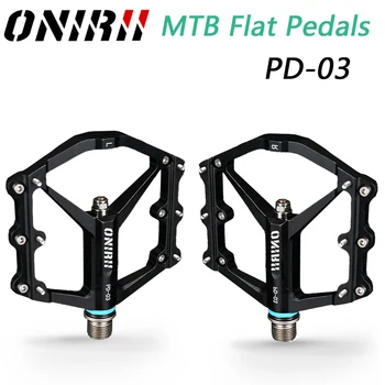 Pedali per bicicletta ONIRII-MTB con chiodi antiscivolo, cuscinetto in alluminio, pedale piatto ultraleggero, impermeabile per bici da montagna e da strada