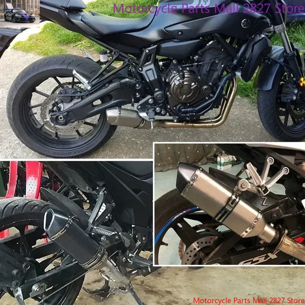 51MM Hexagonal Motorcycle Exhaust Pipe Escape With DB Killer Muffler AK Stickers For Z900 GSXR1000 SV650 R6 R3 ZX6R ZX10 K7 MT07
