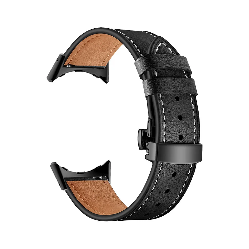 

Watchbands For Google Pixel Watch Band Pixel Watch Butterfly buckle Leather Strap Bracelet With adapter (Silver/Black/Rose gold)