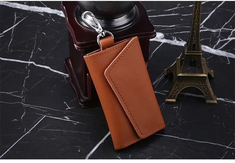 Genuine Leather Keychain Men Women Key Holder Organizer Pouch Cow Split Car Key Wallet Housekeeper Key Case Mini Card Bag A-001