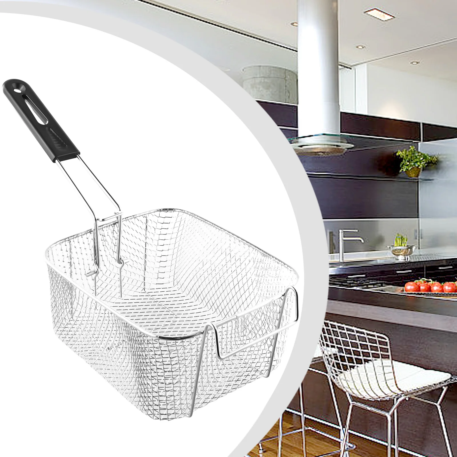 

1PC Fry Basket Nickel Plated Mini Fried Skewers Chips Fish Fry Baskets Stainless Steel Fryer Basket Strainer 20.5 *18.5*10.5cm