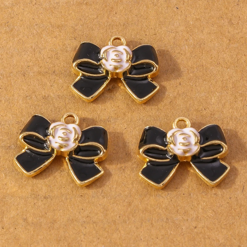10pcs DIY 귀걸이 목걸이 쥬얼리에 대 한 우아한에 나 멜 Bowknot 매력 Bowtie 펜 던 트 액세서리 용품 만들기