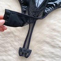 Foamlina Women's PU Leather Patchwork Mesh Bodysuit Sexy Hollow Out Slim Fit Lace Up Bandage Club Party Body Suit Woman Clothes - Image 6