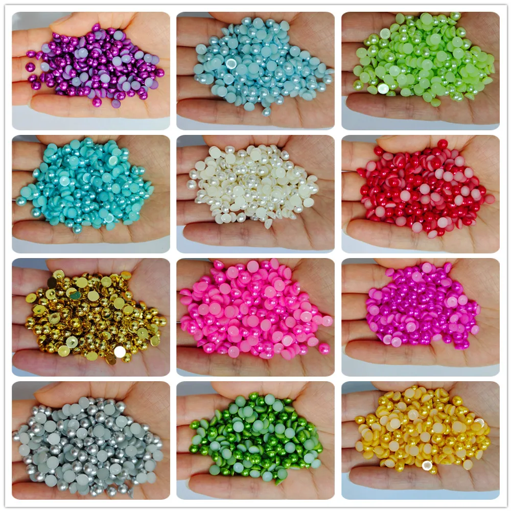 CHOOSE SIZE White Flatback Pearls Diy Deco Plastic Scrapbooking  Embellishments Decoden Craft Supply Half Round 2mm 3mm 4mm 5mm 6mm 8mm 10mm  