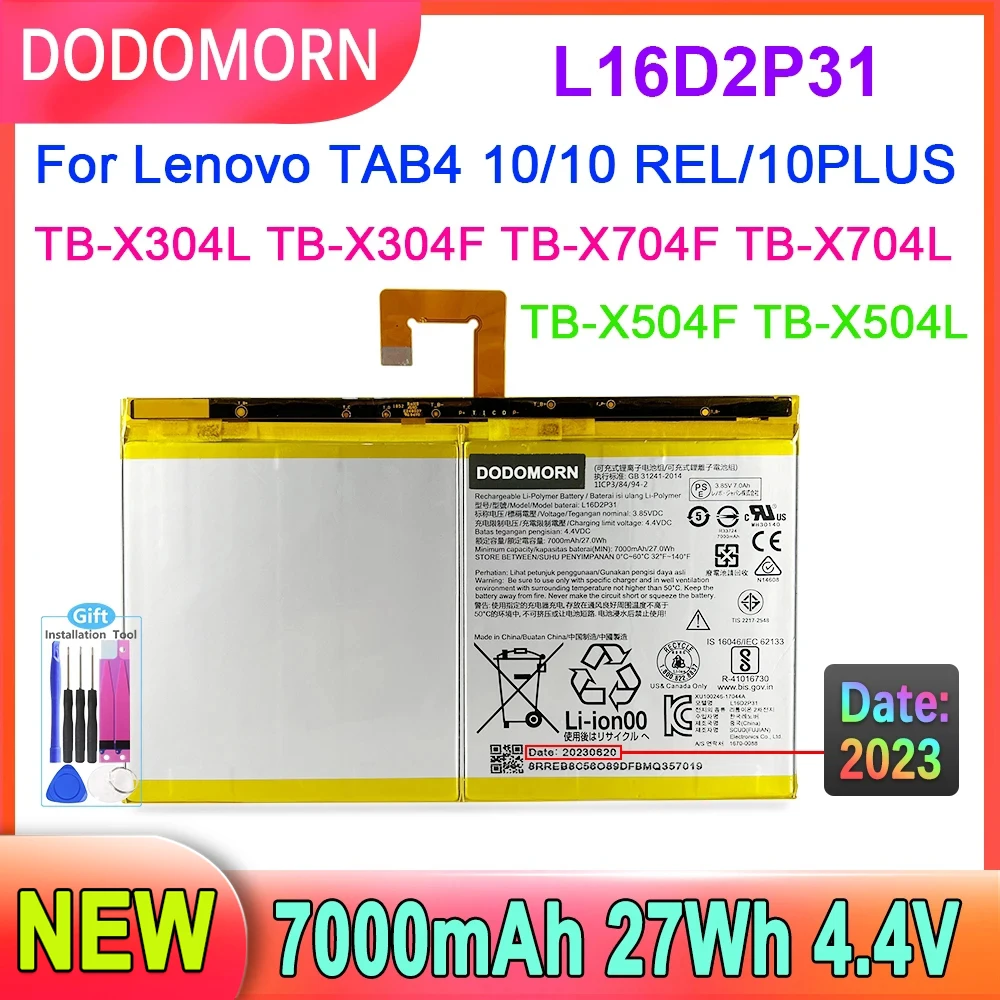 L16D2P31 Bateria para Lenovo Tab, 10Plus, TB-X304L,