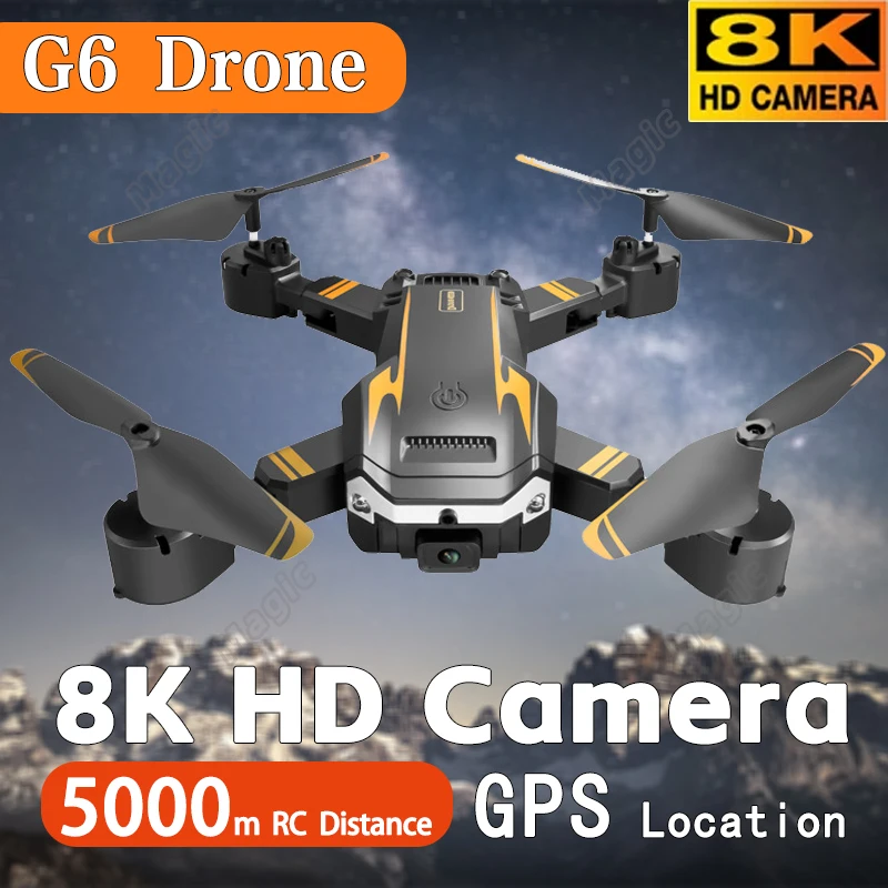 GPS 장애물 회피 리모컨 헬리콥터 FPV, 전문가용 접이식 쿼드콥터 장난감, G6 항공 드론, 8K HD 카메라, 와이파이, 신제품