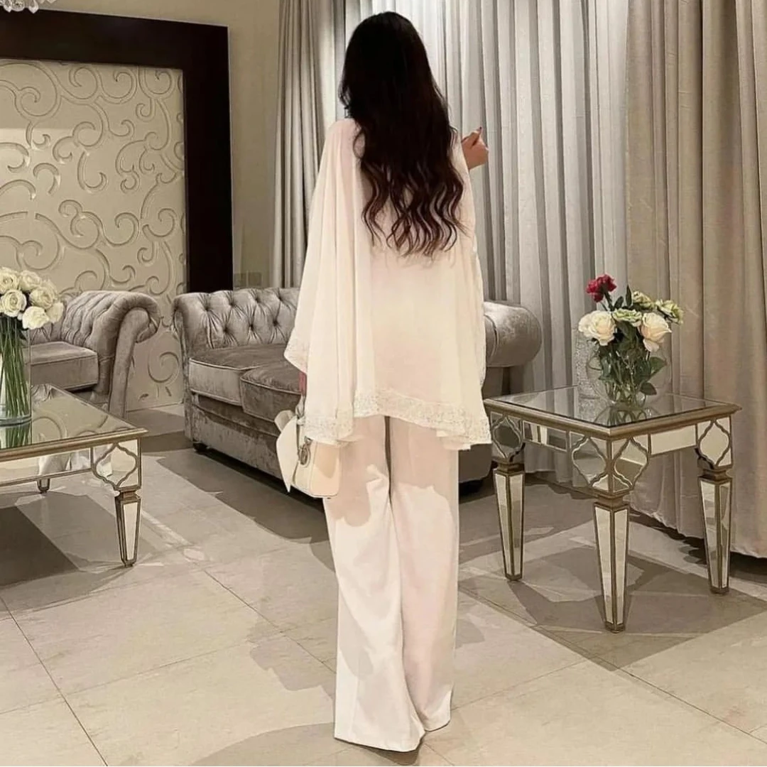 Fashionvane 맞춤형 바닥 길이 이브닝 드레스, 사우디 아라비아 여성 점프수트, 웨딩 하객 스트랩리스 무도회 랩 가운