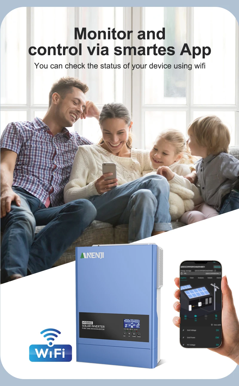 6.2KW 4KW 2KW MPPT Hybrid Solar Inverter Pure Sine Off Grid Tie 230VAC  PV 500V