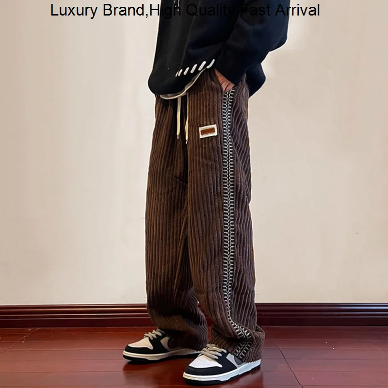 

Women's Men's Winter Y2K Clothes Corduroy Thick Jogging Casual Cargo Sweatpants Trousers Wide Leg Pants Techwear For Men