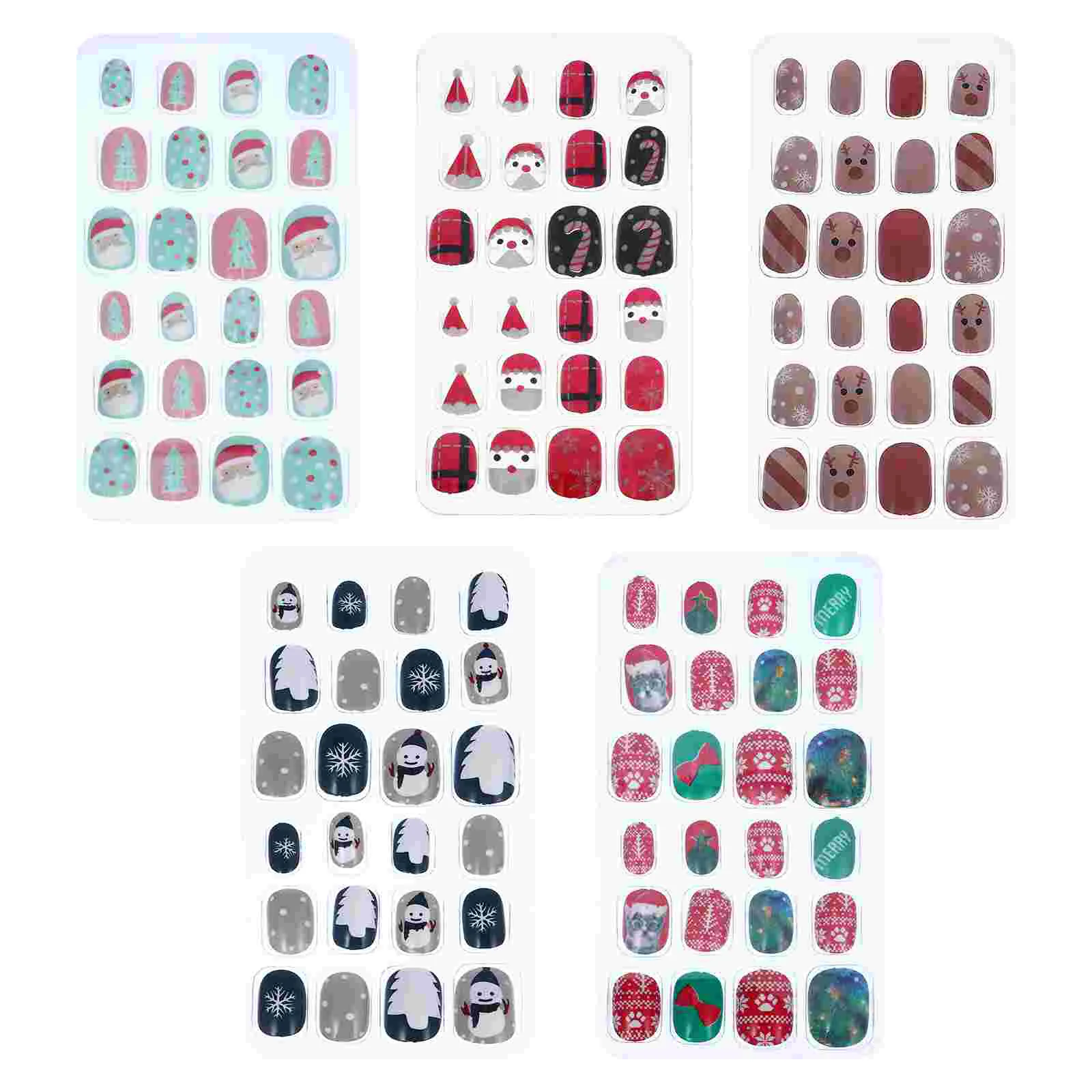 

Christmas False Nails, 120pcs Xmas Press on Nail Tips Colorful Snowflake Christmas Tree Full Cover Nails for Salon or DIY