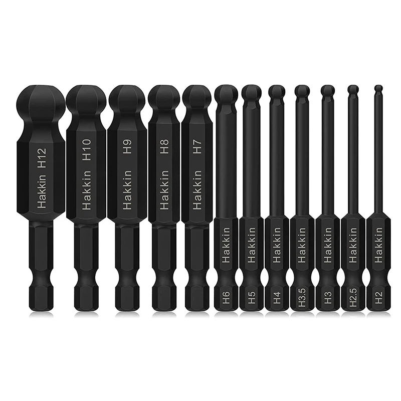12pcs Ball End Screwdriver Bits 65mm Metric Hex Bit Set 1/4 Inch Hex