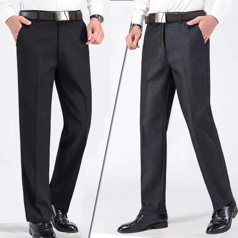 High Waist Men's Suit Pants High Quality Summer Straight Business Autumn Dress Formal Pants Big Size Classic Trousers YYQWSJ 6