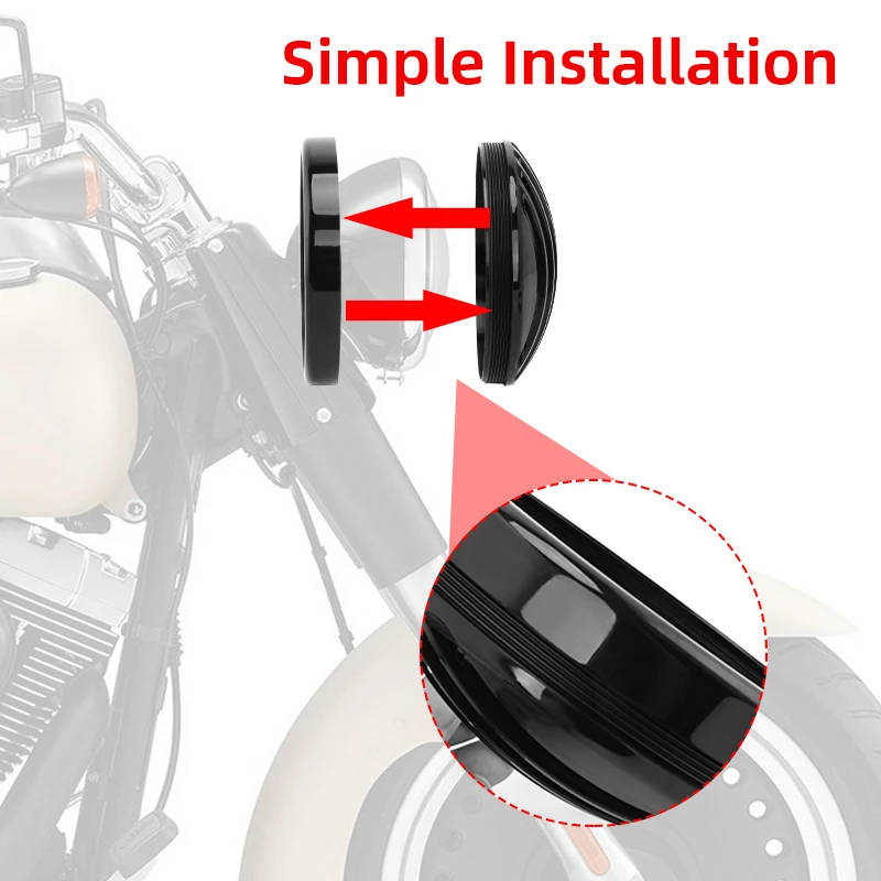 Motorcycle 5.75 LED Headlight Grill Cover - Durable ABS Design