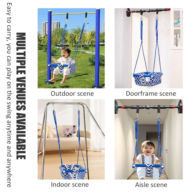 Baby Swing Chair Comfortable Sturdy Harmless Adjustable Sling Chair Toys Indoor Outdoor Home Canvas Kid Swing Set Playground 2