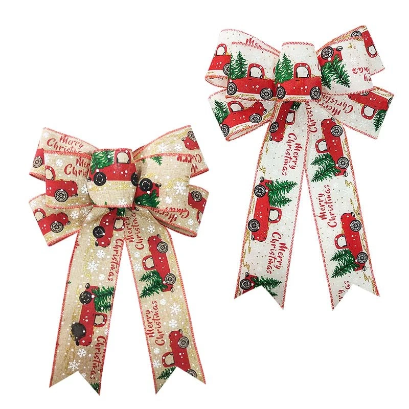 Christmas Ribbon Bow Christmas Tree Decorations Bow Diy Linen Ribbon