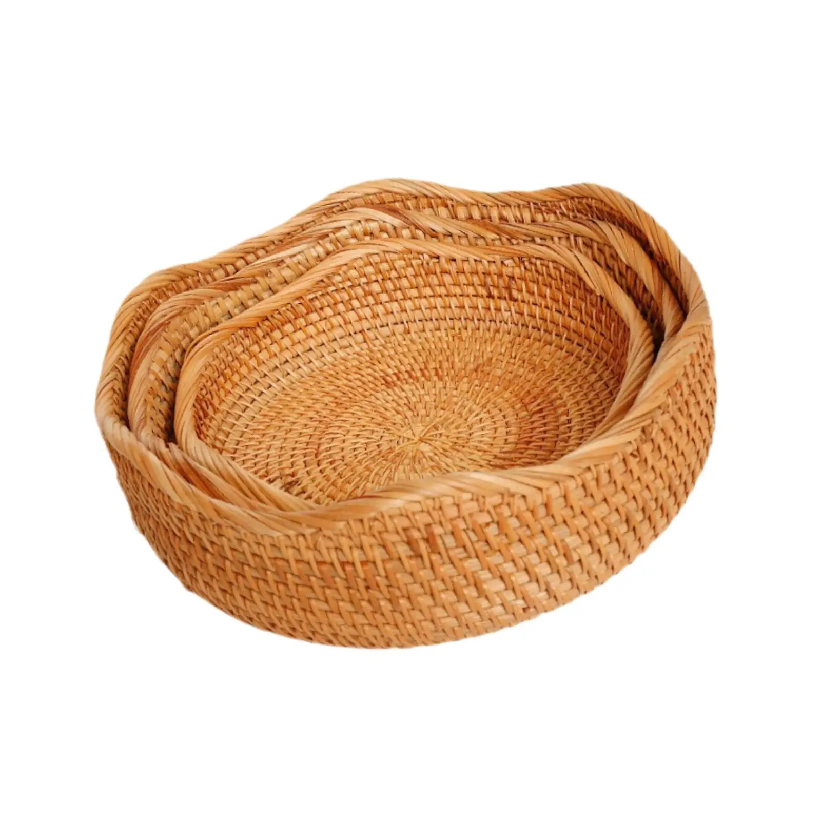 3x Woven Fruit Basket Portable Fruit Storage Holder for Tea Coffee Table 3x Woven Fruit Basket Portable Fruit Storage Holder for Tea Coffee Table