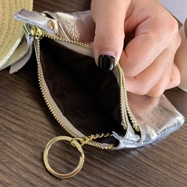 Portamonete In Pelle Vegana - Mini Borsellino Con Cerniera, Per Monete E Carte, Rosa - Foto 12