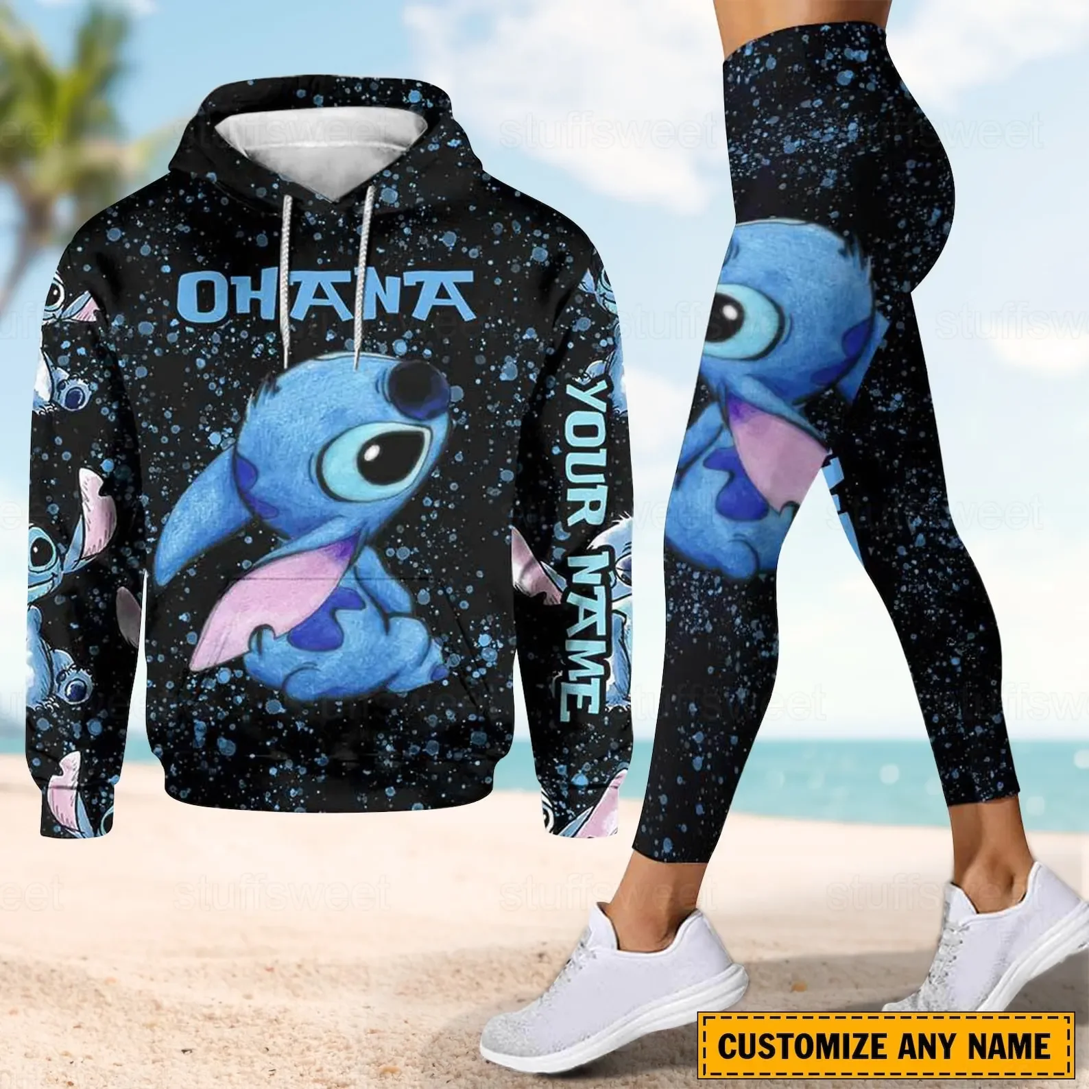 New Disney Stitch 3D Hoodie Women's Hoodie Leggings Suit Stitch Yoga Pants  Sweatpants Fashion Sports Suit Disney Women Yoga Suit - AliExpress