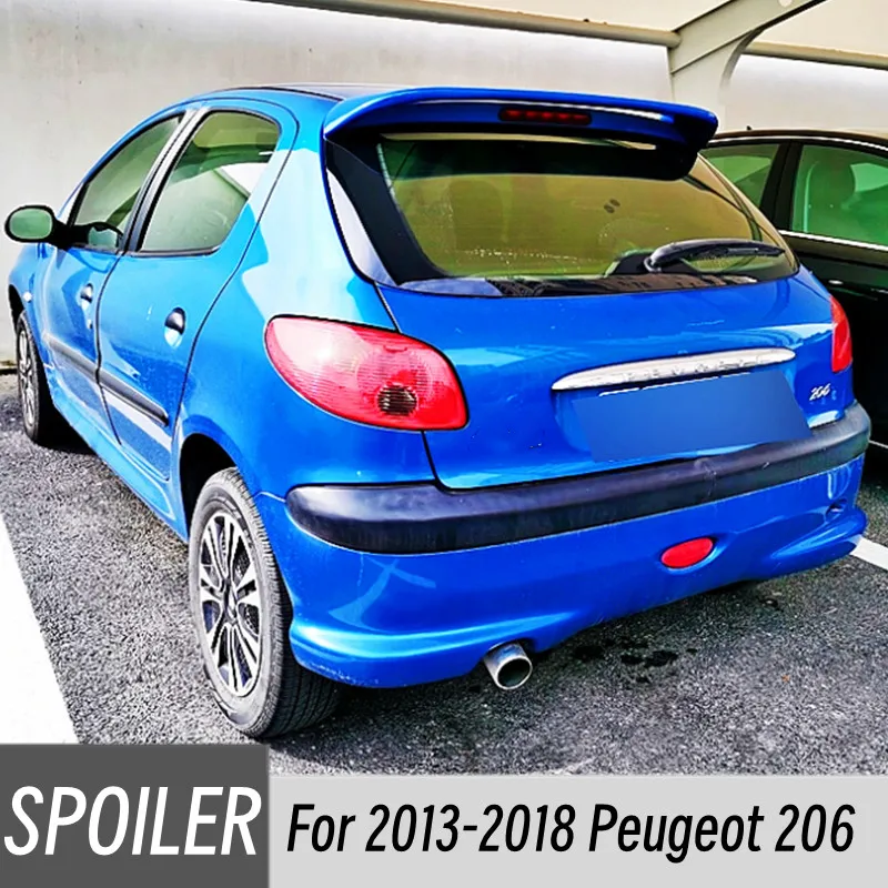 Per 2013-2018 Peugeot 206 Hatchback Posteriore Tronco Coperchio Tetto Spoiler Ali Plastica Abs Nero Carbonio Auto Esterno Tuning Accessori