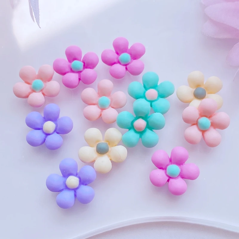 50Pcs New Cute 13mm Resin Mini Floret Flat Back Cabochon Scrapbook Kawaii DIY Embellishments Accessories